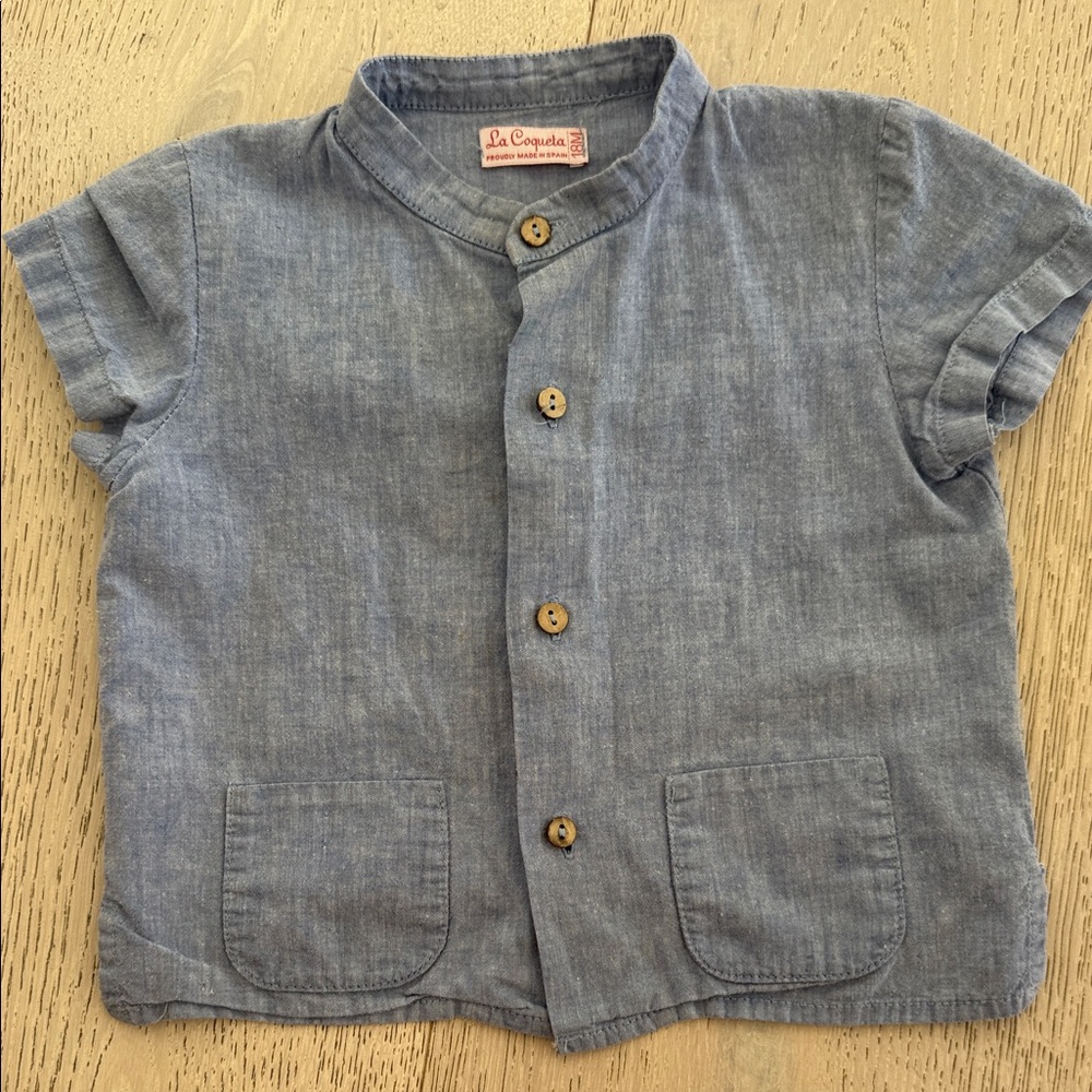 La Coqueta Boys' Blue Short-Sleeve Button-Down Shirt